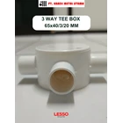 3 WAY TEE BOX CONDUIT 20mm (½ inch) PUTIH POLOS MERK LESSO WITH COVER 2