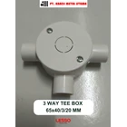 3 WAY TEE BOX CONDUIT 20mm (½ inch) PUTIH POLOS MERK LESSO WITH COVER 1