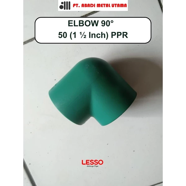 FITTING PPR ELBOW 90 DERAJAT DN 50 MM (1½ INCH) GREEN LESSO